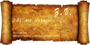 Zádor Vilmos névjegykártya